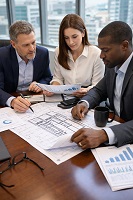 commercial real estate team evaluating elevator modernization costs